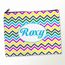 Personalised Yellow Colourful Chevron Large Cosmetic Bag 11