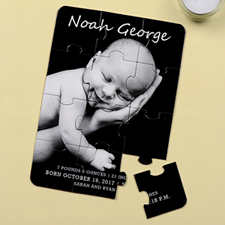 Personalised Portrait Birth Announcement Puzzle Card