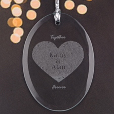 Personalised Laser Etched We'Re Inseparable Glass Ornament
