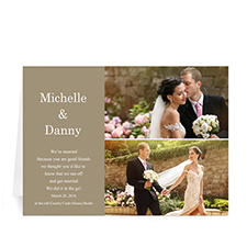 Personalised Elegant Collage Gold Wedding Announcement Greeting Cards