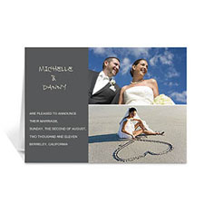 Personalised Elegant Collage Grey Wedding Announcement Greeting Cards