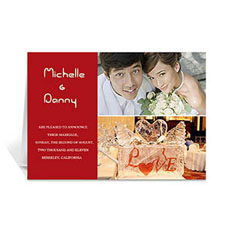 Personalised Elegant Collage Red Wedding Announcement Greeting Cards