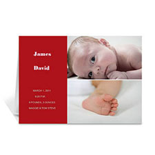 Personalised Elegant Collage Red Birth Announcement Greeting Cards