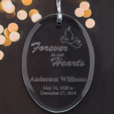 Personalised Laser Etched Forever In Our Hearts Glass Ornament