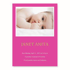 Personalised Hot Pink Birth Announcements, 5