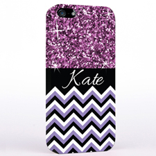 Personalised Glitter Lavender Chevron iPhone Case