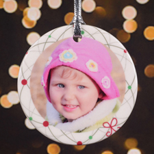 Merry Little Pattern Personalised Photo Porcelain Ornament