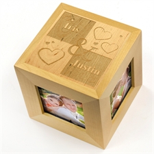Engraved Sweet Ever After Wood Photo Cube
