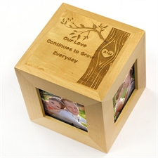 Engraved Enchanting Romance Wood Photo Cube
