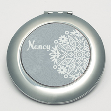 Personalised White Floral Round Make Up Mirror