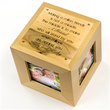 Engraved Little Hearts Wood Photo Cube