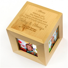 Engraved Today And Always Wood Photo Cube