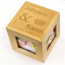 Engraved Elegant Expression Wood Photo Cube