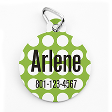 Custom Printed Lime Dots, Round Shape Dog Or Cat Tag