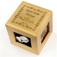 Engraved Welcomed Wonder Wood Photo Cube