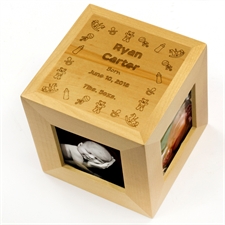 Engraved Pure Perfection Wood Photo Cube