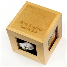 Engraved Our Little One Wood Photo Cube
