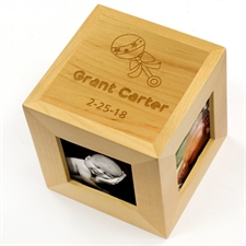 Engraved Sweetest Welcome Wood Photo Cube
