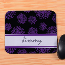 Personalised Black Flower Pattern Mouse Pad
