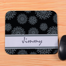 Personalised Grey Flower Pattern Mouse Pad