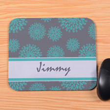 Personalised Turquoise Flower Pattern Mouse Pad
