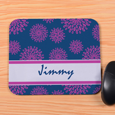 Personalised Blue Flower Pattern Mouse Pad