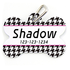 Hounds Tooth, Bone Personalised Dog Tag