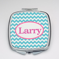 Personalised Turquoise Chevron Compact Make Up Mirror