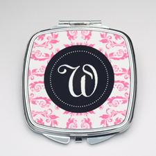 Personalised Fuchsia Floral Compact Make Up Mirror