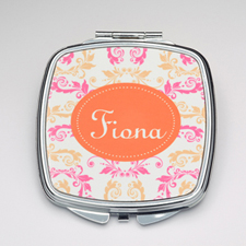 Personalised Colourful Floral Compact Make Up Mirror
