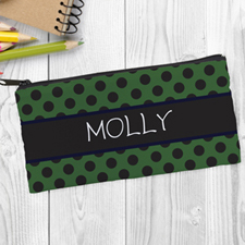 Design Your Own Black Green Polka Dot Pencil Case