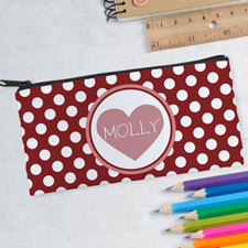 Design Your Own Polka Dots Heart Pencil Case