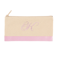 2 Tone Baby Pink Personalised Embroidered One Initial Small (Single Side) Cosmetic Bag