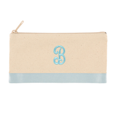 2 Tone Baby Blue Personalised Embroidered One Initial Small (Single Side) Cosmetic Bag