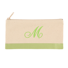 2 Tone Apple Green Personalised Embroidered One Initial Small (Single Side) Cosmetic Bag