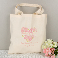 Personalised Flower Heart Tote Bag
