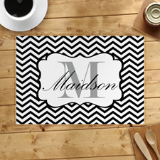 Personalised Black Chevron Placemats