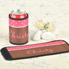 Carol Chocolate Polka Dot Personalised Can And Bottle Wrap