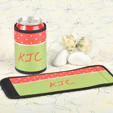 Red Lime Polka Dot Personalised Can And Bottle Wrap