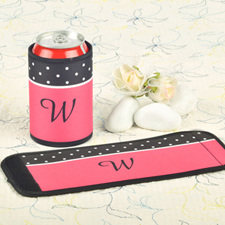 Black Pink Polka Dot Personalised Can And Bottle Wrap