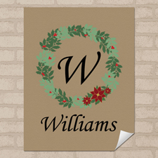 Linen Christmas Wreath Personalised Poster Print, Small 8.5