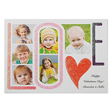LOVE Glitter Custom Photo Valentine's Day Card