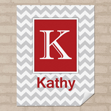 Red Grey Chevron Personalised Name Poster Print Small 8.5