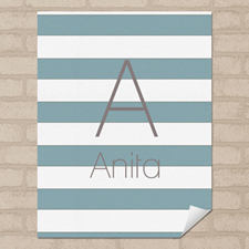 Grey Stripe Personalised Name Poster Print Small 8.5