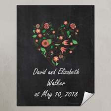 Chalkboard Floral Wedding Personalised Poster Print, Small 8.5