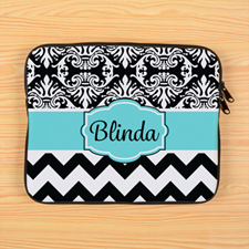 Chevron And Floral Personalised 11 Inch Laptop Sleeve