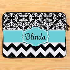 Chevron And Floral Personalised Macbook Pro 13 Sleeve (2015)