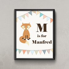 Fox Personalised Poster Print For Kids Small 8.5