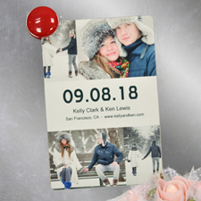 White Collage Personalised Save The Date Photo Magnet, 4