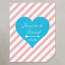 Heart Pink Stripes Personalised Poster Print Small 8.5
